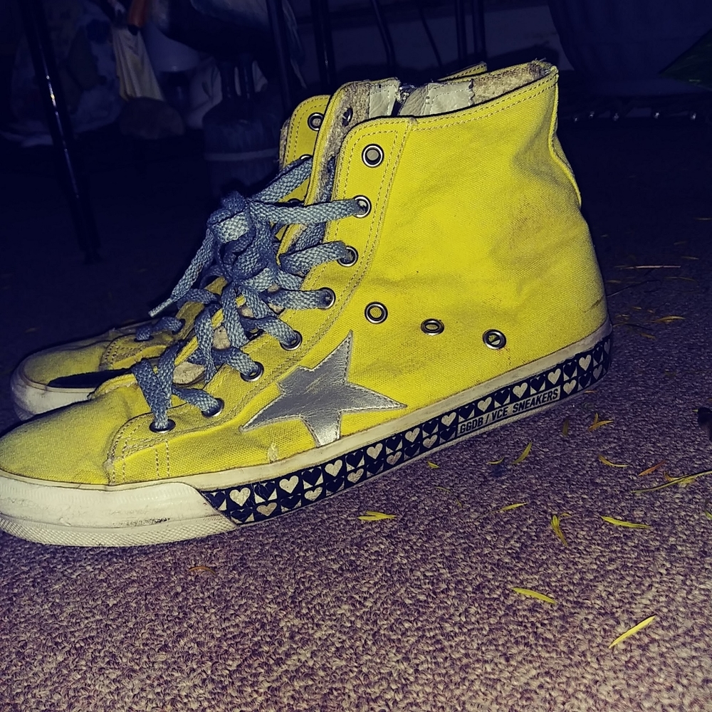 Golden Goose Francy high tops Yellow/ black /hearts